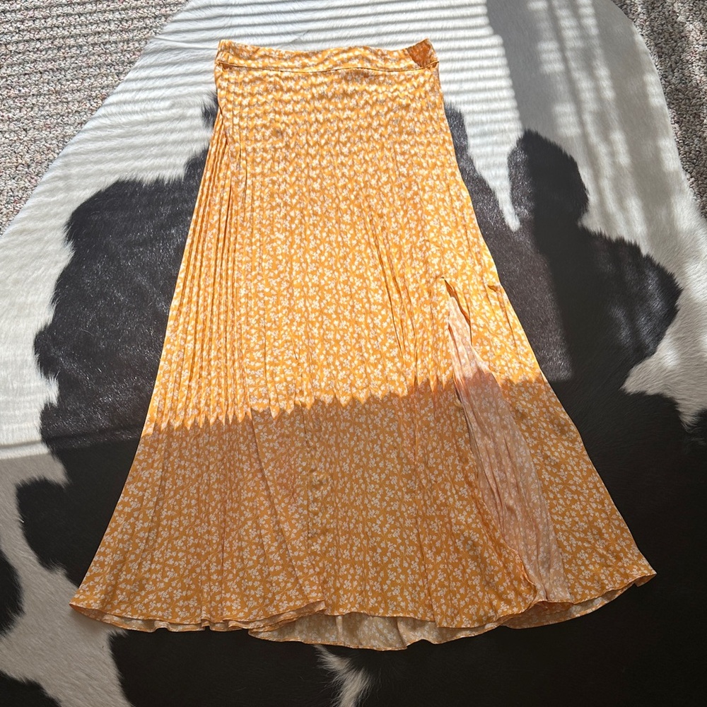 Skies Are Blue Mustard Floral Maxi Skirt